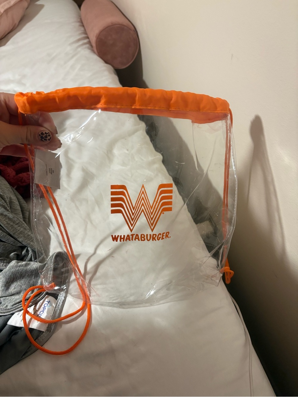 Whataburger Clear Orange Drawstring Backpack